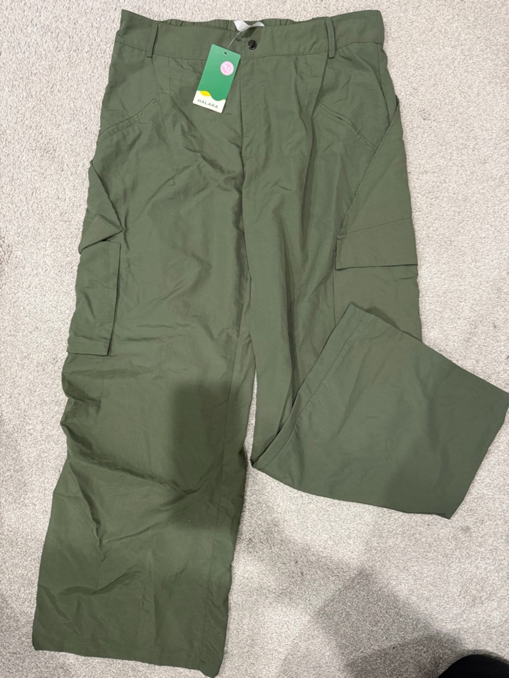 HALARA Olive Wide Leg Cargo Jumpsuit Pants
